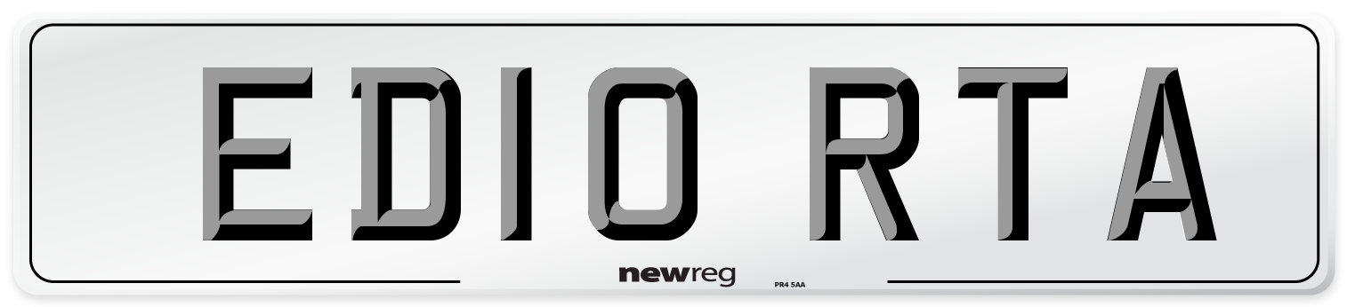 ED10 RTA Number Plate from New Reg